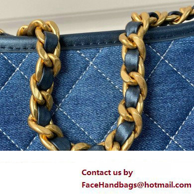 Chanel Washed Denim  &  Gold-Tone Metal Hobo Handbag AS4666 Blue 2024